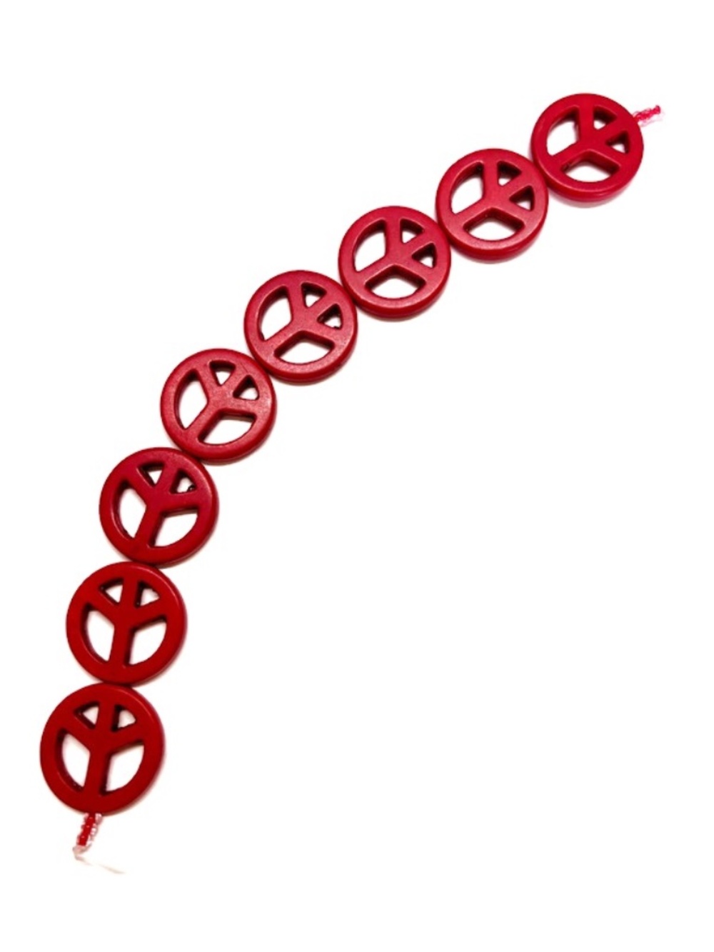 🔥$1 Clearance Siam Red Synthetic Turquoise Peace Sign Beads 24mm (8)